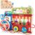 hahaland Montessori Busy Board for Toddlers 3-5, 18-in-1 Wooden Sensory Activity Board with LED Lights & Switches, Educational Montessori Toy for Fine Motor Skills, Kids Gift