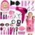 Hair Salon Toys for Girls, 36PCS Kids Pretend Play Makeup Sets, Dress Up Beauty Hair Stylist Toy Kit with Barber Apron, Hair Dryer, Curling Iron, Mirror, Scissors and Styling Accessories
