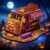 Halloween 3D Puzzle for Adults, Pumpkin Van Miniature Building Kit, DIY Craft Model Kit, Spooky Halloween Festival Decoration Display, 3D Paper Puzzle Home Décor Gift for Teens Family & Friends