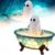 Halloween Ghost Bubble Bath Lamp, Cute Ghost Night Light Reading Book Lamp Nightlight for Indoor Readers, Desk, Party, Table, Shelf & Fireplace Halloween Decorations (1, White)