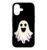 Halloween Ghost Flames Oval Badge Line Art Spooky Season Case for iPhone 17