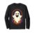 Halloween Ghost Flames Oval Badge Line Art Spooky Season Long Sleeve T-Shirt