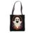 Halloween Ghost Flames Oval Badge Line Art Spooky Season Tote Bag