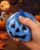 Halloween Pumpkin Stress Ball, Pumpkin Lantern Squishy Toy, Soft Squeeze Sensory Fidget Toy for Adults Teens, Halloween Desk Decorations, Party Favor Classroom Prize (Blue)
