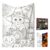 Halloween Skeleton Themed DIY Coloring Blanket (Black Cat, 30×40 in)