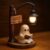 Halloween Witch Lamp, Stained Glass Style Resin Witchs Figurine with Lantern & Broom, Gothic Spooky Table Lamp LED Night Light for Home Decor, Indoor Party Holiday Centerpiece Mantel Entryway (Ghost)