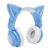 Hamwesh Cat Ear Headphones, RGB LED Light Adjustable Headband Wireless Gaming Headset, Bluetooth Headset with Built in Microphone for Laptop Cellphone Gaming (Blue)