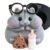Handmade Flocked Squishy Seal Pup Squeeze Soft Mochi Fidget Toy (Grey)