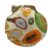Handmade Tropical Fruit Scallop Shell Ring Dish with Gold Leaf Edge, Decoupage Seashell Jewelry Tray, 4×4 Inch