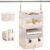 Hanging Closet Organizer, Foldable Beige Mesh Shelves with Zipper Bag