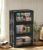 Hanyi 105 QT 3-Tier Stackable Storage Bins with Lids, Black, Clear Doors