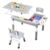 HAPPYMATY 4 in 1 Kids Table and 2 Chairs Set, Large Storage Toddler Table and Chair Set with 4 Side Box, Graffiti/Building Blocks Double-Sided Tabletop, Multi-Functional Children Activity Table