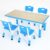 HAPPYMATY Kids Table and 4 Chairs Set, 47.2″ x 23.6″Height Adjustable Toddler Activity Table for Ages 3-8