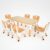 HAPPYMATY Kids Table and 6 Chairs Set, 47.2″ x 23.6″Height Adjustable Toddler Activity Table for Ages 3-8