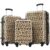 Hardshell Luggage 3 Piece Set 20″ 24″ 28″ TSA Lock Spinner Suitcases PC Lightweight Expandable Check in Luggage with Leopard Print for Women & Men Travel