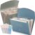 Harloon 2pack 24Pocket Accordion Expanding File Folder with Cover Label,Portable Expanding File Organizer,Desktop Folders A4 Paper Document Storage Organizer Home Office School(Dark Green, Light Blue)