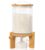 HBlife 5-7 Lbs Glass Rice Dispenser with Wooden Stand Flour and Cereal Container with Glass Measuring Cup Pantry Food Organization Storage Bin with Airtight Bamboo Lid, 3L