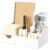 HBlife Acrylic Desk Organizer with Drawer, Pen & Pencil Holder, Multifunctional Desktop Caddy for Office Supply and Organization (White)
