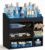 HBlife Cologne Organizer for Men Makeup Organizer Countertop with Brush Holder, Large Bathroom Counter Organizer with Drawers, Plastic Dresser Organizer Storage Fathers Day Gift for Dad Husband, Black