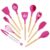 hecef Hot Pink Kitchen Series, Knife Block Set with Cooking Utensils Set