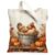 Hen Canvas Tote Bag for Women, Rustic Cozy Pumpkins Leaves Fall Orange Washable Reusable Small Tote Bags Ideas for Outdoor Travel Workday Reading 13×15 Inch