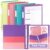 Henoyso 4 Pack Two-Tone Durable 3 Ring Binders 1/2 Inch, Clear Cover with Front & 4 Inner Pockets, Colored Plastic Flexible Binders with Large Capacity for School & Office