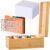 Henoyso Index Card Holder Set 3 x 5 Inches Bamboo Recipe Box Organizer Index Cards Organizer 600 Pcs Note 30 Pcs Dividers 2 Sheets Stickers File Note Box for Office Business Desk Home Kitchen