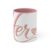 Her Pink Ceramic Coffee Mug – Feminine Script Heart Design, 11 oz