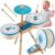 HERSITY Wooden Musical Instruments Drum Set Baby Toys for Toddlers 1-3 Boys