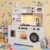Hetoy 8-in-1 Wooden Play Kitchen Set for Kids – Lights & Sounds, Coffee Maker, Stove/Basin/Oven/Microwave- Pretend Cooking Toy Ages 3+