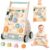Hewaurorion 2 in 1 Wooden Baby Walker, Detachable Busy Board, Push Walker