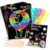 heynsgu 50Pcs Rainbow Scratch Paper Art Notebooks with Stencils, 7.5inch