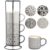 Hiceeden Set of 4 Coffee Mugs with Metal Stand, 15 oz Stackable Espresso Cups Ceramic Coffee Mugs for Cocoa, Latte, Americano, Cappuccinos or Beverages