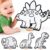 High-Contrast Black & White 3D Dinosaurs — Builds Baby Vision Books & Cards Can’t. Then Toddler Motor Skills for School. Re-Colorable T-Rex, Triceratops, Brachiosaurus, Stegosaurus + 10 Crayons.