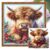 Highland Cattle 11CT DIY Stamped Cross Stitch Kits 40x40cm for Home Decor