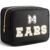 Hillban Ears Travel Bag Headband Holder Organizer Hair Accessories Nylon Large Chenille Letter Bow Cute Makeup Bag Headband Storage Gifts for Women for Theme Park Fans(Black,White Letter)