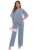 HIZWI Chiffon Mother of The Groom Pant Suits for Women Dressy Sparkly Boat Neck Two Pieces Dusty Blue Wedding Guest Pants Set Size 12
