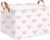 HKEC Rectangle Pink Valentine Gift Basket Empty with Handles for Kids,Cute Organizer Toy Bin,Gift Basket for Girls/Kids(Pink Lovely Heart)