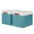 HNZIGE Extra Large Fabric Storage Bin Baskets for Organizing Shelves [2 Pack] Storage Baskets for Closet 16″ X 11.8″ X 11.8″ Rectangular Storage Basket Bin for Organization Living Room(Teal&White)