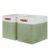 HNZIGE Shelf Storage Baskets for Clothes, Large Storage Bins Fabric Baskets for Organizing, Foldable Rectangular Decorative Storage Bins for Home Closet(White Green), 17″ x 12″ x 15″
