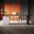 HOLGVE Curved Oval Executive Boss Desk, Built-in Sliding Power Strip