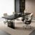 HOLGVE Minimalist Solid Wood Executive Desk Gradient Smoke Acrylic Legs