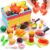 HOLYFUN Play Food Toy Set with Shopping Basket & Cutting Fruits