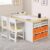 Homhougo 4-in-1 Kids Art Table & 2 Chairs Set, Wooden Activity/Study Desk