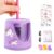 homicozy Electric Pencil Sharpeners for Kids, Cute Small Pencil Sharpener for Home Classroom, Battery Pencil Sharpener Electric Plug in, with Erasers DIY Stickers Note Pad (Purple Battery)