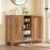 Homleke Farmhouse Shoe Cabinet with 2 Barn Doors & Wood Legs, 5-Tier Shoe Storage Cabinet with 3 Adjustable Shelves, Tall Shoe Rack Organizer for Closet, Shoe Organizer for Entryway, Rustic Walnut