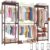 Homykic 74″-88″ Expandable Bamboo Clothing Rack with 5 Hang Rods & Shelves
