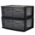 HOMZ 1 Drawer Storage Cart, Wide Plastic Container, Black Frame, 2 Pack