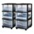 HOMZ 2-Pack Drawer Tower, 3-Tier Clear Plastic Storage Organizer Cart, Black Frame – Organizing Containers with Wheels for Home, Bathroom, Bedroom, Office, and Classroom