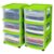 HOMZ 2-Pack Drawer Tower, 3-Tier Clear Plastic Storage Organizer Cart, Bold Lime Frame – Organizing Containers with Wheels for Home, Bathroom, Bedroom, Office, and Classroom